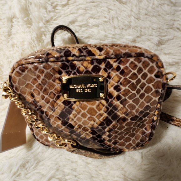 Nwt  Michael Kors Snakeskin Crossbody Bag Purse m - Picture 13 of 15